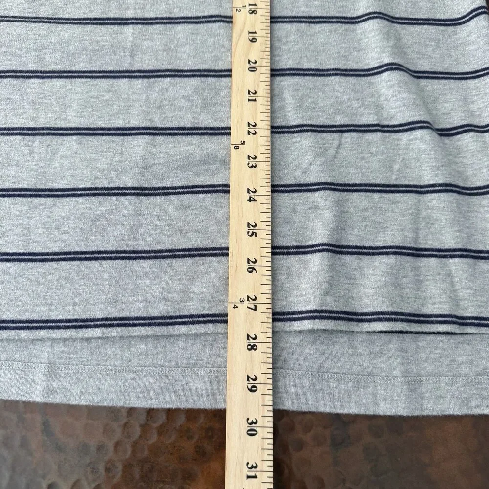 Ralph Lauren Polo Shirt Men L Gray Blue Stripe Golf Classic Cotton Pony Logo